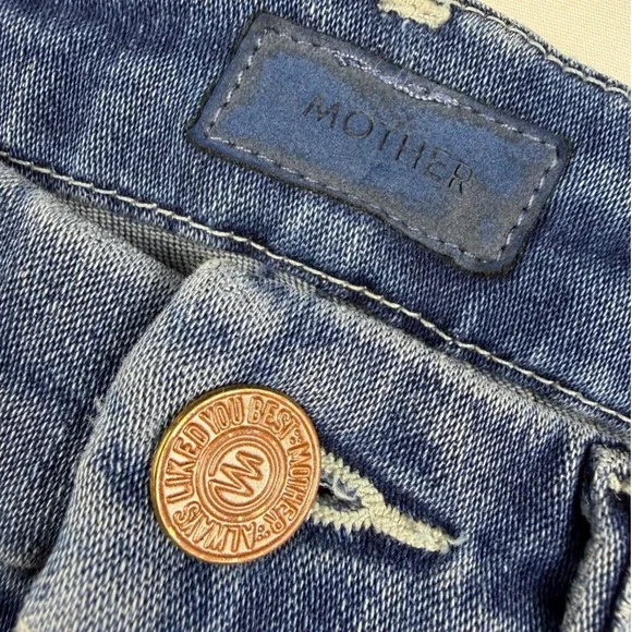 Mother High Waisted Looker Ankle Fray Jeans Womens 24 Blue Skinny Raw Hem - Picture 3 of 15